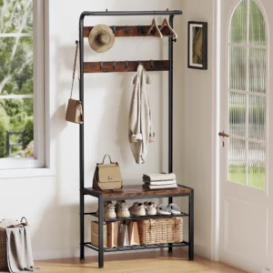 JHK 4-in-1 Coat Rack with Shoe Bench